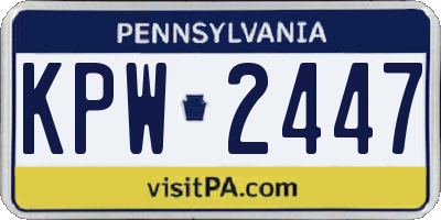 PA license plate KPW2447