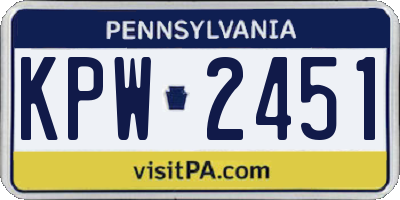 PA license plate KPW2451