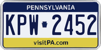PA license plate KPW2452