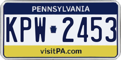 PA license plate KPW2453