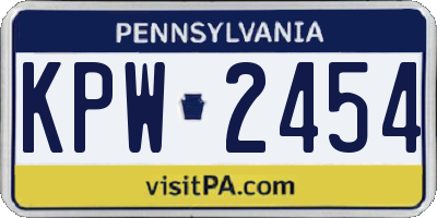 PA license plate KPW2454