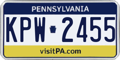 PA license plate KPW2455