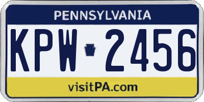 PA license plate KPW2456