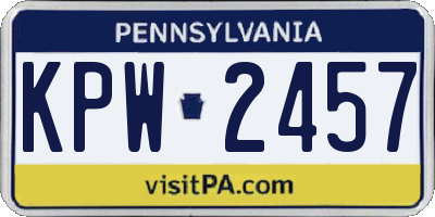PA license plate KPW2457