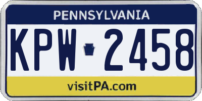 PA license plate KPW2458