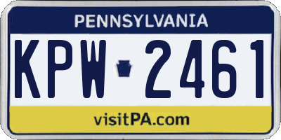 PA license plate KPW2461
