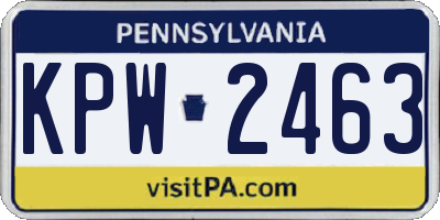 PA license plate KPW2463