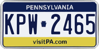 PA license plate KPW2465