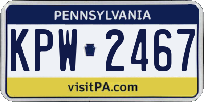 PA license plate KPW2467
