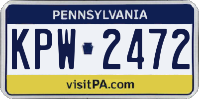 PA license plate KPW2472