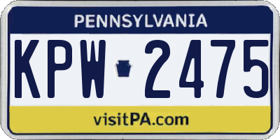 PA license plate KPW2475