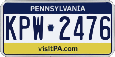 PA license plate KPW2476