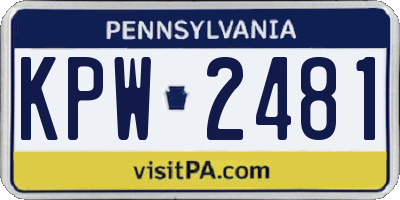 PA license plate KPW2481