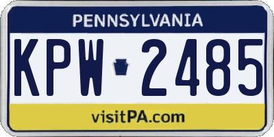 PA license plate KPW2485