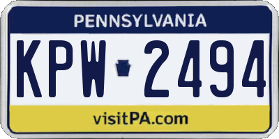 PA license plate KPW2494
