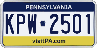 PA license plate KPW2501
