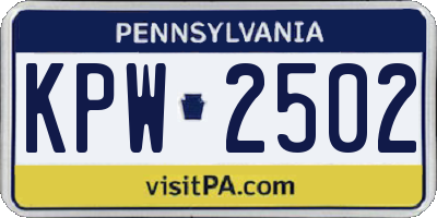 PA license plate KPW2502