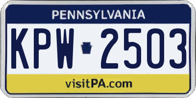 PA license plate KPW2503