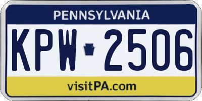 PA license plate KPW2506