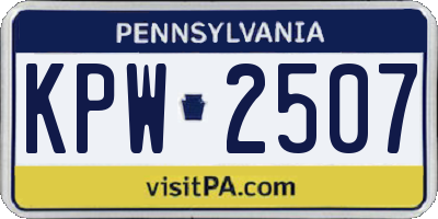 PA license plate KPW2507