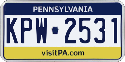 PA license plate KPW2531