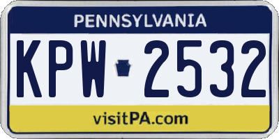 PA license plate KPW2532
