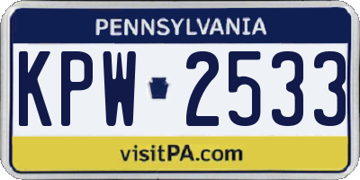 PA license plate KPW2533