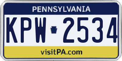 PA license plate KPW2534