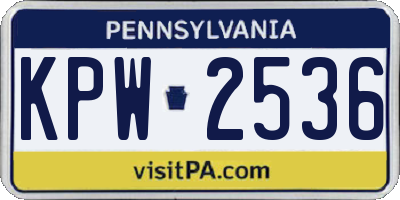 PA license plate KPW2536
