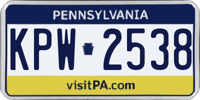PA license plate KPW2538