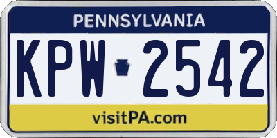 PA license plate KPW2542