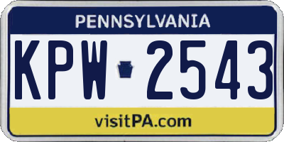 PA license plate KPW2543