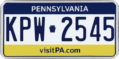 PA license plate KPW2545