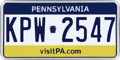 PA license plate KPW2547