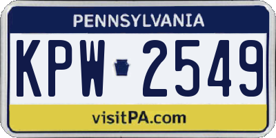 PA license plate KPW2549