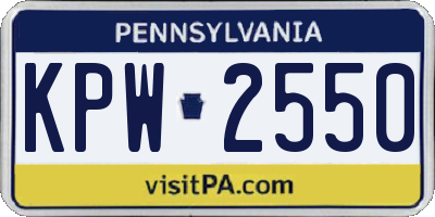 PA license plate KPW2550