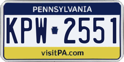 PA license plate KPW2551