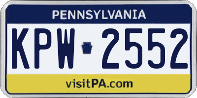 PA license plate KPW2552