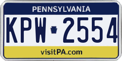 PA license plate KPW2554