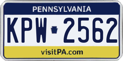 PA license plate KPW2562
