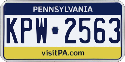 PA license plate KPW2563