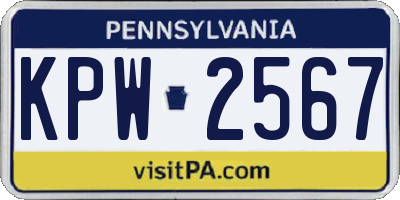 PA license plate KPW2567