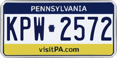 PA license plate KPW2572