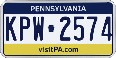 PA license plate KPW2574