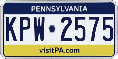 PA license plate KPW2575