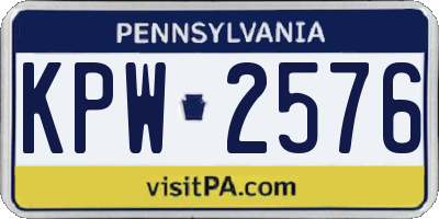 PA license plate KPW2576