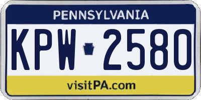 PA license plate KPW2580