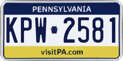 PA license plate KPW2581