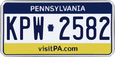 PA license plate KPW2582