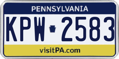 PA license plate KPW2583